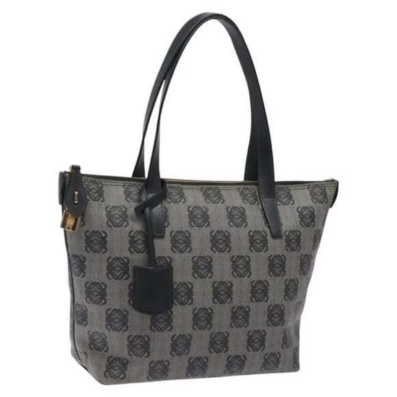 LOEWE Anagram Tote Bag PVC Black Gold Auth 122138 - Picture 1 of 16